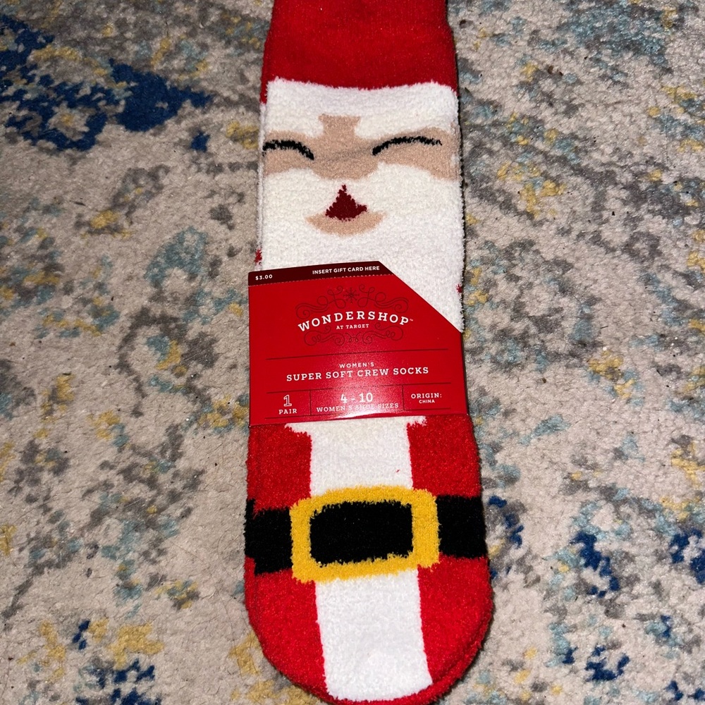 Fuzzy Santa socks